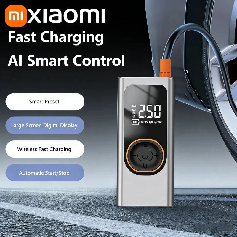 Wireless Car Air Pump Quick Charging Intelligent Digital Tire Pressure with LED Emergency Light Cars Motorcycles Bicycles