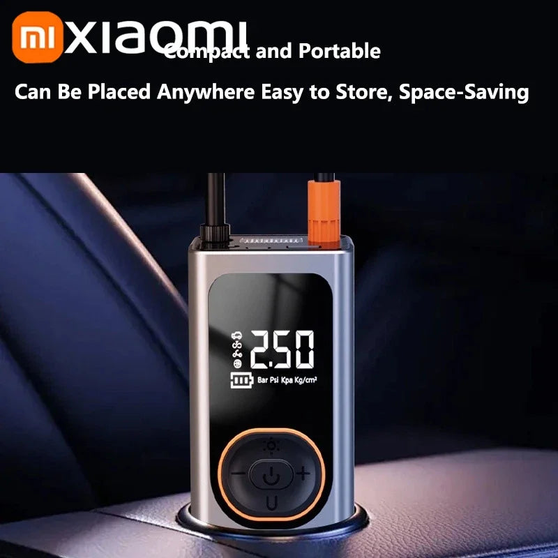 Wireless Car Air Pump Quick Charging Intelligent Digital Tire Pressure with LED Emergency Light Cars Motorcycles Bicycles