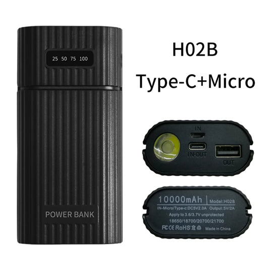 18650/18700/20700/21700 Battery Charger Adapter DIY Power Bank Case Plastic Shell for Iphone/Android Phones without Battery