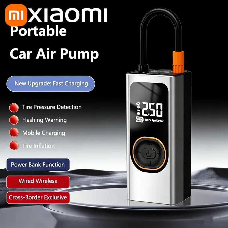 Wireless Car Air Pump Quick Charging Intelligent Digital Tire Pressure with LED Emergency Light Cars Motorcycles Bicycles