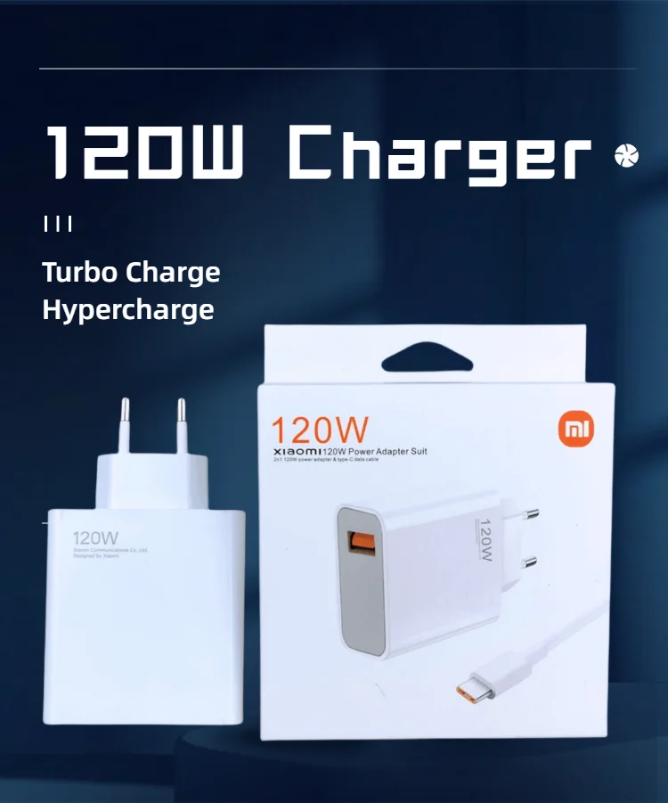 Original  Charger 120W Turbo Super Fast Charge EU Adapter Type C Cable for Mi 13T 12S Redmi Note 14 13 12 Pro plus Phone